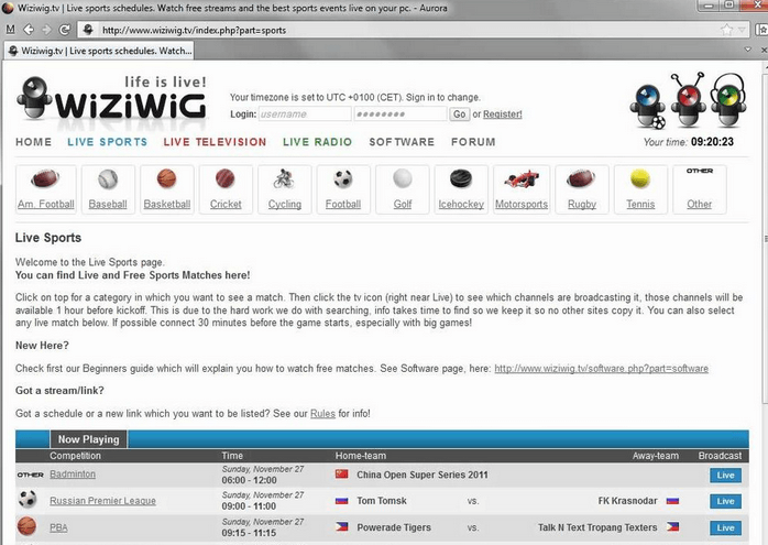 wiziwig tv free live sports streams on your pc watch